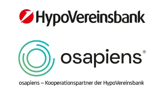 Logos der Firmen HypoVereinsbank und osapiens - Kooperationspartner