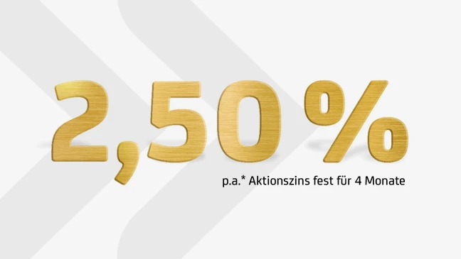 2,50 % p.a.* Aktionszins fest für 4 Monate.
