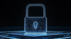 Digitales Vorhängeschloss als Symbol für Cybersicherheit und Datenschutz.