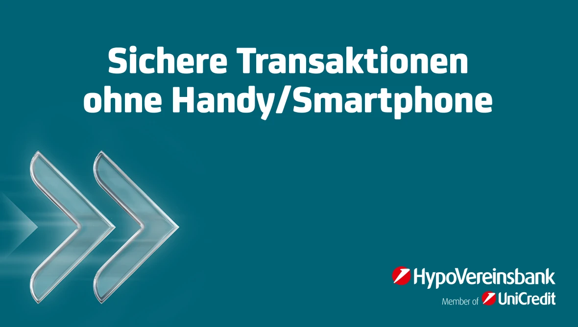 Introbild in blau mit dem Title Sichere Transaktionen ohne Handy/Smartphone