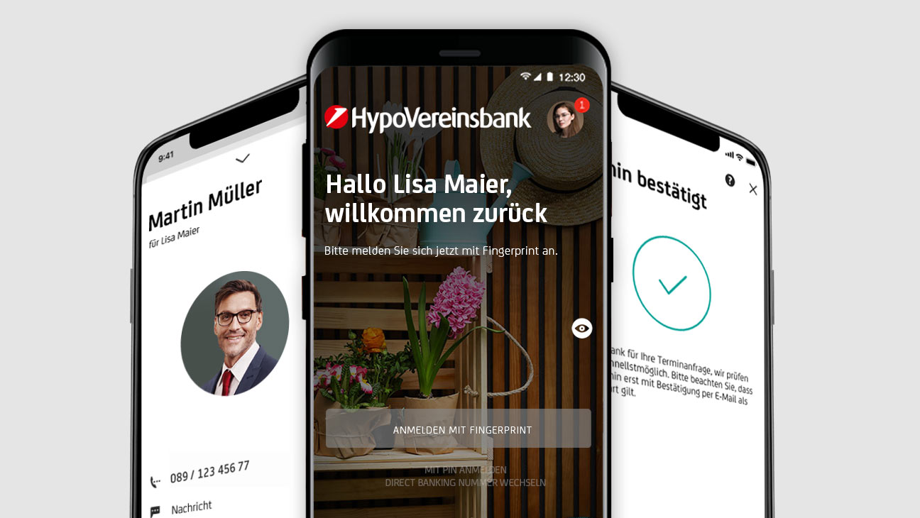 Bildschirmscreens der HVB Mobile Banking App