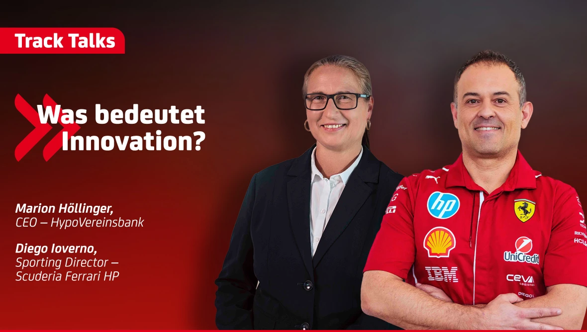 Marion Höllinger von Hypovereinsbank und Diego Ioverno von Ferrari  zu Innovationen.